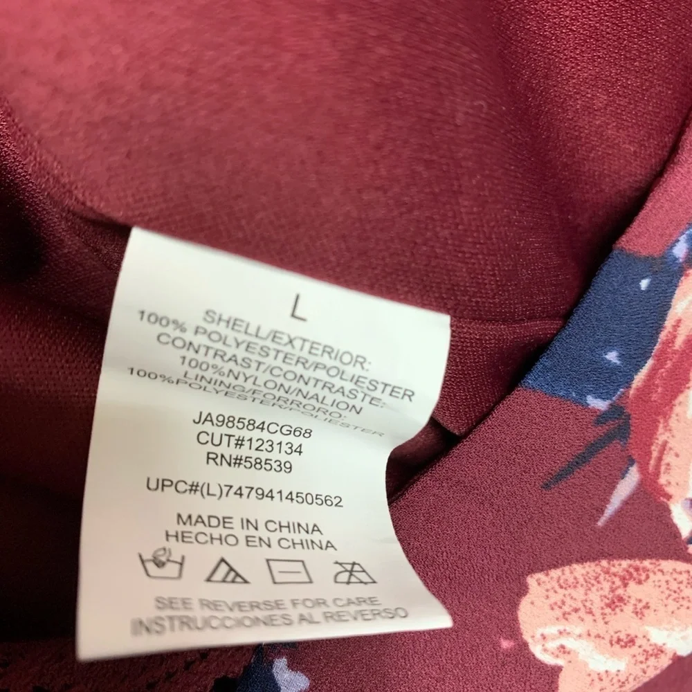 Speechless Burgundy Floral Long Tie Sleeve Lined Dress